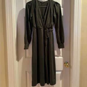 Green midi/maxi long sleeve wrap dress